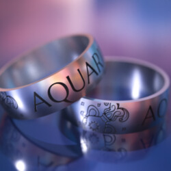 Кольцо из титана со знаком Зодиака "Водолей"