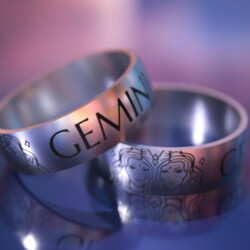 Кільце з титану зі знаком Зодіаку “Близнюки”