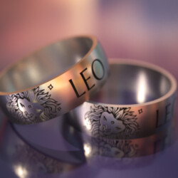 Кольцо из титана со знаком Зодиака "Лев"