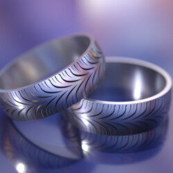 Кольцо из титана с рисунком гоночного протектора