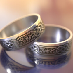 Титанове кільце з візерунком "Флоки"