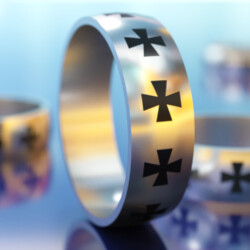 Кільце з титану з орнаментом «Козацький Хрест»