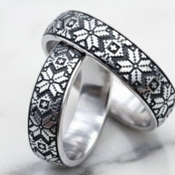 Титанова каблучка з орнаментом Вишиванка наддніпрянська (Європейка)